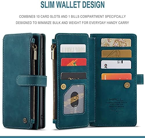 Caso Haii para Moto G Stylus 5G 2021, Caixa de carteira de couro Flip com 10 Cartas Slot Slot Zipper Pocket Pocket