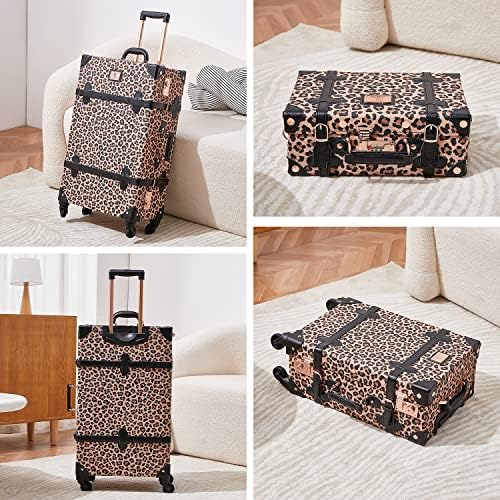 UNITRAVEL 3 peças de bagagem vintage conjunto de leopardo com tsa trava de 12 polegadas para mulheres