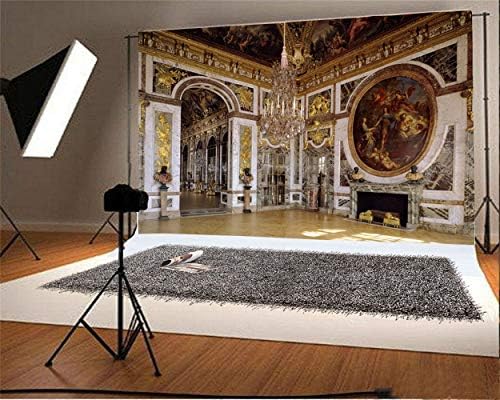 LaeAcco 10x8ft Palácio Europeu de Versalhes Interior Vinil Photografia Antecedentes Lustres de Lustre Lustre Vintage Jesus