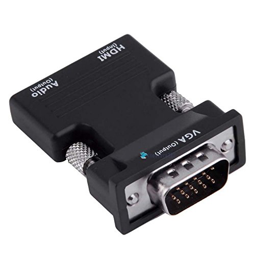 Adaptador genérico de caixa de conversor de áudio de áudio de vídeo HDMI para VGA para VGA para PC Black TR