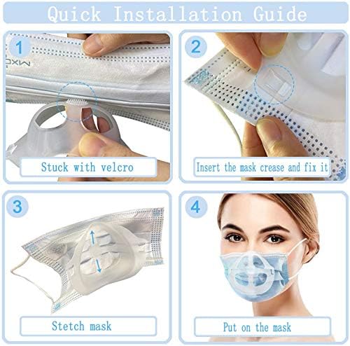 Suporte de máscara facial 3D, quadro de suporte interno do rosto de plástico para uma estrutura de respiração confortável para o batom protetor lavável reutilizável