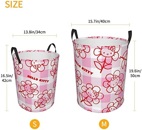 Lavanderia fofa cesto de lavanderia cesta grande impermeabilizável com alças bolsa de roupas de armazenamento circular para banheiro/quarto/dormitório-A10-MEDIUM