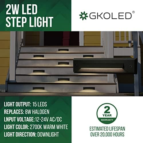Gkoled 6-Pack de baixa tensão 12-24V AC/DC LUZES DE PASSO LINEAR LED LED, Luz de anda de escada de escada com 2W de 2W,