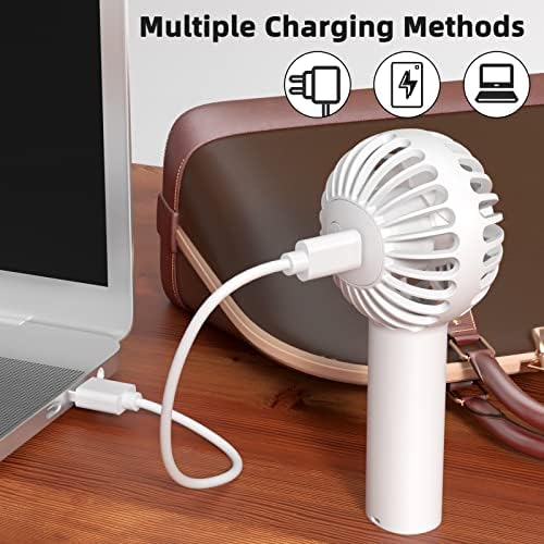 Ventilador de mão, ventilador portátil, fã pessoal recarregável USB, mini -ventilador de mesa com 3 velocidade de vento, cordão como