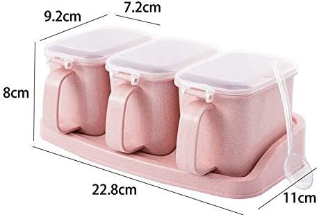 Caixa de tempero de plástico wpyyi, contêiner de especiarias com especiarias com tampa, conjunto de 3 potes de condimento