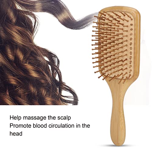 Escova de cabelo de pás de bambu, cerdas de bambu que desembaraçam escova de cabelo, escova de cabelo bambu elástico
