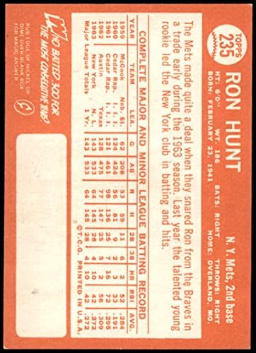 1964 Topps # 235 Ron Hunt New York Mets NM Mets