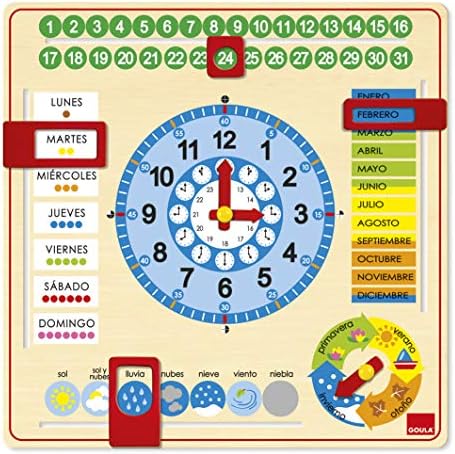 Goula 51305 Relógio do calendário, jogo educacional de 3 anos