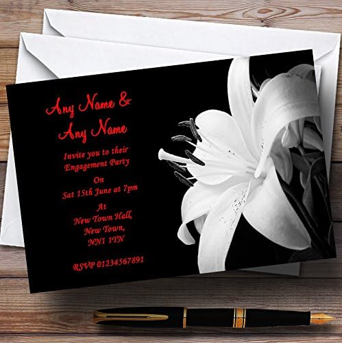 Lily Flor Lily Black White Red Noivado Party Convites personalizados