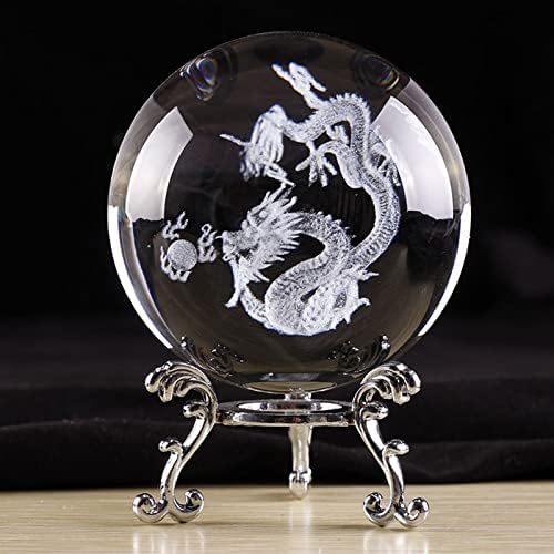Crystal Ball 2,4 polegadas Bola de vidro da esfera de cristal com suporte de lasca Fengshui Crystal Flower Ball Ball