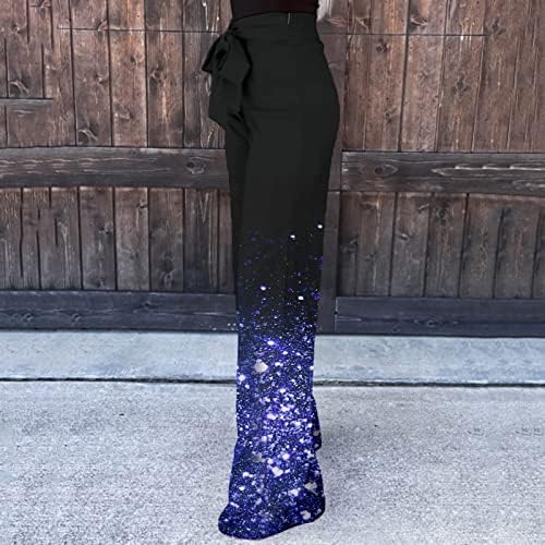 Calças de perna larga para mulheres calças de palazzo floral casual com bolsos leves de cintura alta de cintura