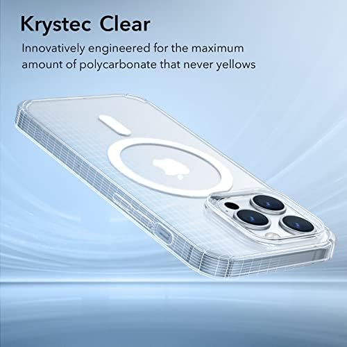 ESR Krystec Clear Case com halolock compatível com o protetor de tela de vidro temperado do iPhone 14 Pro Max, compatível com o iPhone
