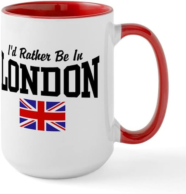Cafepress Eu prefiro estar em Londres caneca de cerâmica de caneca grande, xícara de chá 15 oz