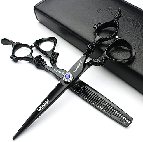 Scissors Scissors, de 6/7 polegadas, cortes de cabelo em casa de barbeiro Kit de salão de barbeiro com estojo para homens/mulheres