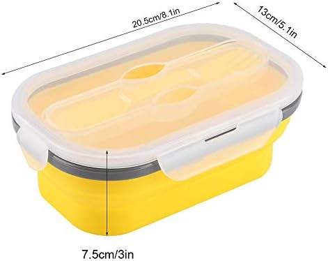 Lancheira de silicone, vermelho/amarelo/azul colapsível recipiente de piquenique cozinha de cozinha com alimentos mais nítidos Caixa segura de microondas - 8.1 * 5,1 * 3in
