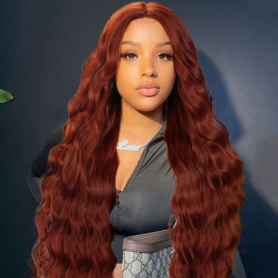 Peruca de peruca vermelha de cobre longa peruca de 32 polegadas peruca ondulada para mulheres negras cor de gengibre perucas cacheadas