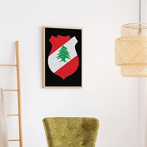 Brasão de braços do Líbano Kits de pintura de diamante personalizados Postam imagem de arte por números para decoração de parede
