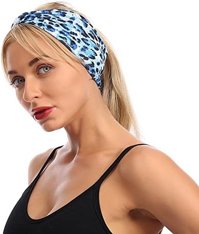 Wiwpar Boho Bandas Criss Cross Hair Bands Elastic Leopard Twist Cabeça envolve o capacete de ioga ao ar livre para Women