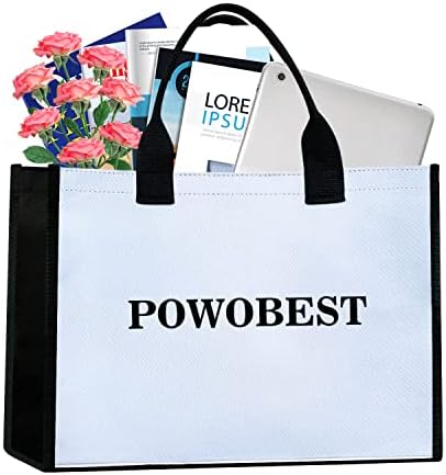 Bolsa de praia Powobest Canvas ， Laptop Sacos para mulheres, bolsas de trabalho de computador de 15,6 polegadas de computador para viagens para viagens, escritório, escola, sacola de presente de praia