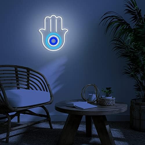 Olhos malignos no sinal de néon de palmeira líderes de luz líderes decoração de parede decoração de parede USB sinais de parede neon azul olho mau na decoração de sinal para quarto, sala de estar, quarto das crianças, casamento, decoração de festa de aniversário