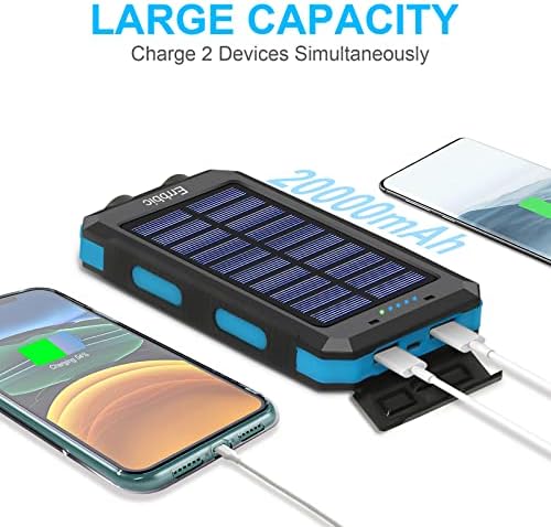 Carregador solar portátil do banco de energia solar 200mAh Carregador de backup de bateria solar à prova d'água com lanternas LED duplas para todos os celulares