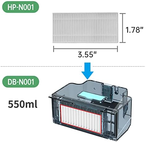 Okp Robot Vacuum Cleaner HEPA Filter HP-N001 Substituição para a caixa de poeira DB-N001 Funciona com os aspiradores robóticos OKP filtro HEPA