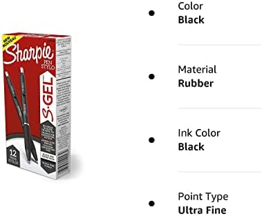 Sharpie S-gel, canetas de gel, Ultra Fine Point, Black, 12 Count & S-Gel, Gel Cans, Ponto médio, cores variadas,