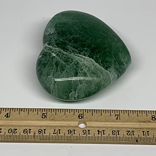 297G, 2,7 x3.2 x1.3 Cristal de cura do coração verde de fluorita verde natural, energia de reiki, fluorita coração polido, decoração