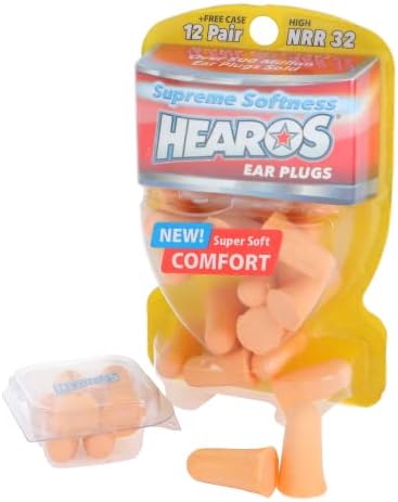 Hearos supremo suavidade espuma de espuma de ouvido, nrr 32, extremo conforto, proteção auditiva, 12 par,