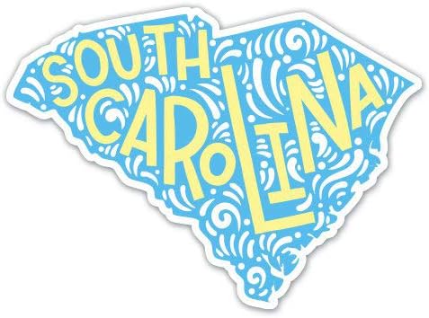 GT Gráficos Carolina do Sul Shape Letters fofas Nativo local - adesivo de vinil de 3 - para laptop de carro I -pad