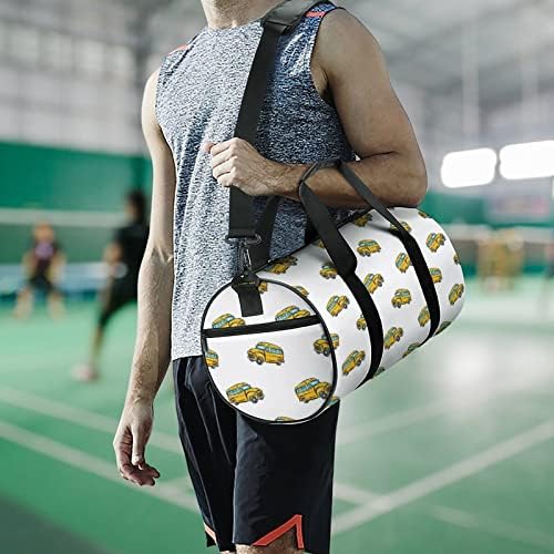 Bolsa de ginástica cilíndrica de ônibus escolar com sacola de alça de ombro para mochila para treino esportivo de viagem