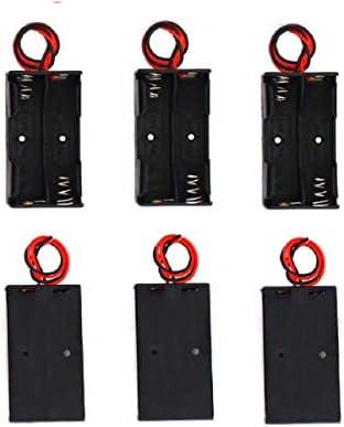 6pcs 2 x 1,5V AAA Clipe de mola de bateria Caixa de armazenamento de plástico 2 slots x 1,5V Aaa Battery Case Holder Black Red Wire Pumps