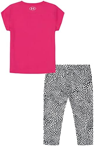 Under Armour Girls Sleeve Sleeve, camiseta leve durável e conjunto de leggings, ponto rosa rebelde, 3T US