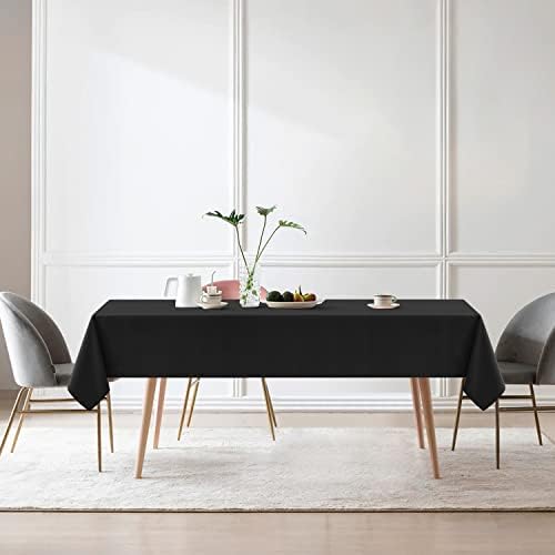Romanstile 2 Pacote toalha de mesa preta 60 x 84 polegadas, roupas de mesa de retângulo para mesas de 4 pés - tampa de mesa de poliéster