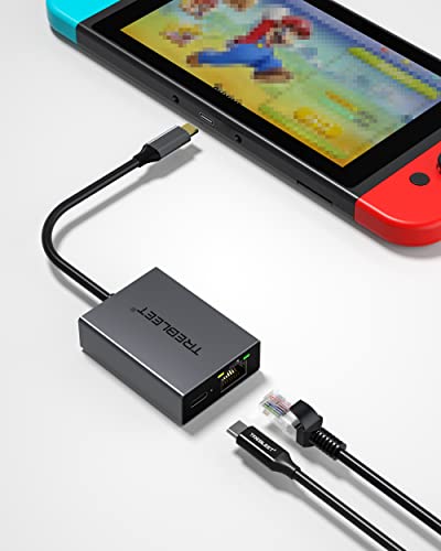 Adaptador Ethernet Trebleet para Nintendo Switch USB 3.0 a 10/100/1000 Rede RJ45 Adaptador com fio LAN