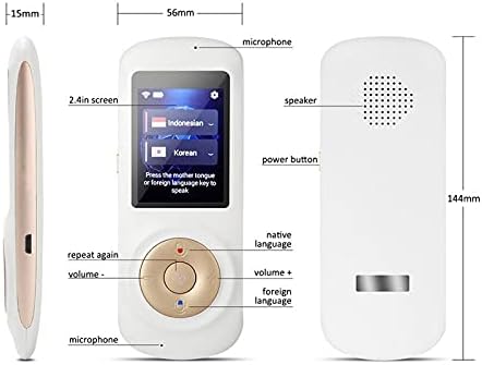 Lysldh Language Translator Dispositivo 70 Idiomas Dispositivo de bolso inteligente dispositivo portátil Instant Wi -Fi/Hotspot Translator de voz