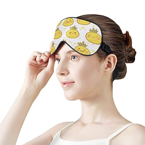 Kawaii abacaxi adormecida cegos máscara de olhos fofos capa noturna engraçada com cinta ajustável para homens