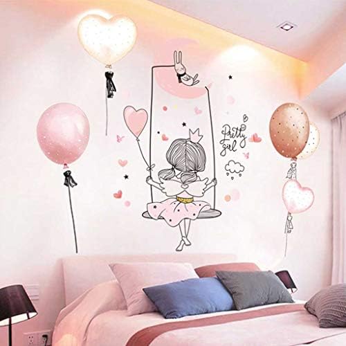 PDGJG Cartoon Girl Moon Wall Stickers Diy Balloon Decalques murais para quartos Decoração da casa do berçário do quarto