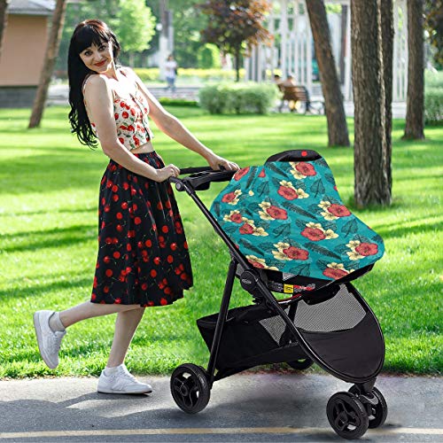 Capas de assento de carro de bebê de folhas tropicais de flor - lenço de enfermagem de enfermagem de dossel de carrinho