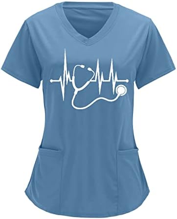 Scrubs for Women Scrub Tops Professionais em Ves enfermeira uniformes Summer moda impressão camisetas de trabalho