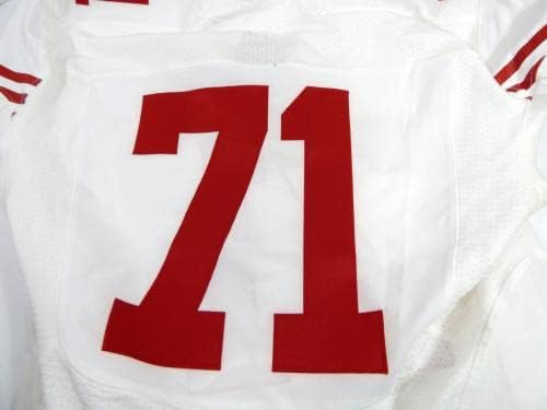 San Francisco 49ers John Theus 71 Jogo emitiu White Jersey 48 21 - Jerseys de Jerseys usados ​​na NFL não assinada