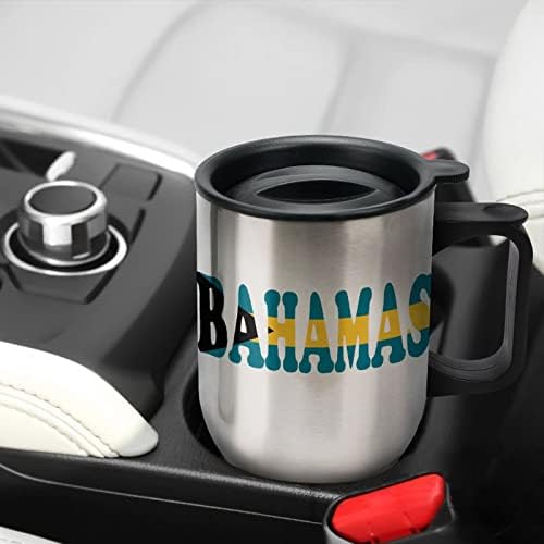 Bahamas Flag Travel Coffee Caneca de aço inoxidável a vácuo Copo isolado com tampa e alça