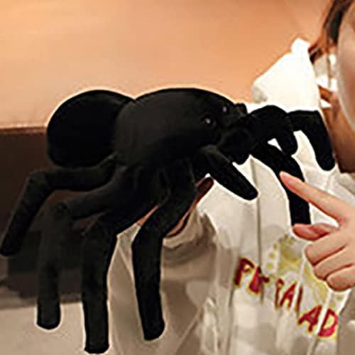 Befoka Halloween Black Spider Plush Toy Halloween Doll engraçado Doll Realistic Black Spider Animal Brinquedos engraçados para crianças e almofada de travesseiro de pelúcia para adultos