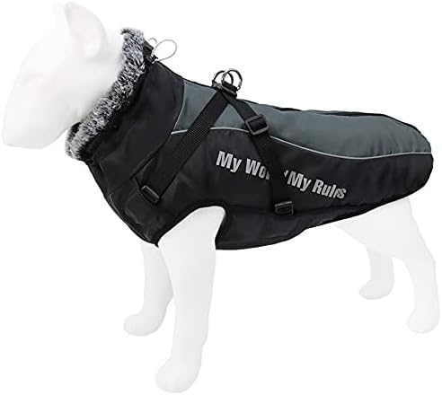 Casaco de cachorro à prova de vento à prova d'água reflexivo de putybudy, outono e inverno que quente colete de jaqueta elegante para cães grandes de cães grandes viagens ao ar livre- 3xl/ 4xl/ 5xl/ 6xl