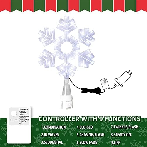 Eambrite 13.125 '' 50lt Christmas Snowflake Treetop 9 Modos Controller e 82ft 200lt Christmas Lights com alegre music infravermelho