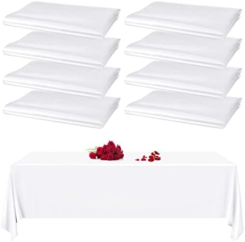 UNITTYTE 8 Pacote Talha de mesa de retângulo de cetim 57 x 108 polegadas toneladas de seda roupas de mesa Toeira de seda Tolera lisa Decoração de mesa para banquetes de festas de festas de festas Restaurante