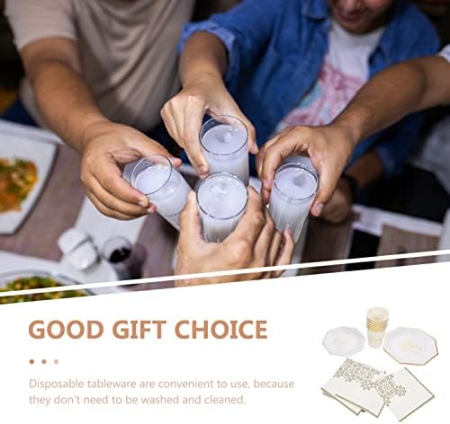 Soimiss White Paper Cups Ramadan Party Supplies Sett Placas de papel Copo guardanapos para aniversário, casamento, chá de bebê, chuveiro de noiva
