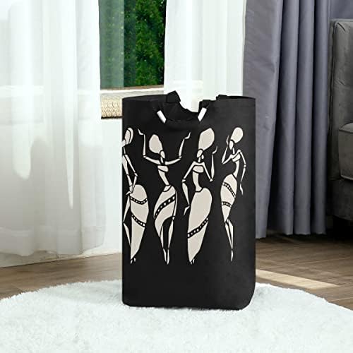 Bolsa de lavanderia Mnsruu com alças, padrão africano dobrável cesto de lavanderia dobrável para decoração de lavanderia e acessórios Organização e armazenamento do banheiro