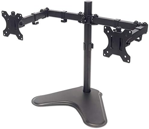 Stand universal de monitor duplo com braços de giro de link duplo mantém dois monitores LCD de 13 a 32 até 8 kg, preto
