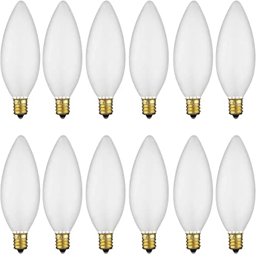 Sunlite 15ctf/25 incandescentes 15 watts, lâmpada de lustre petite à base de candelabros, ponta de torpedo, geada